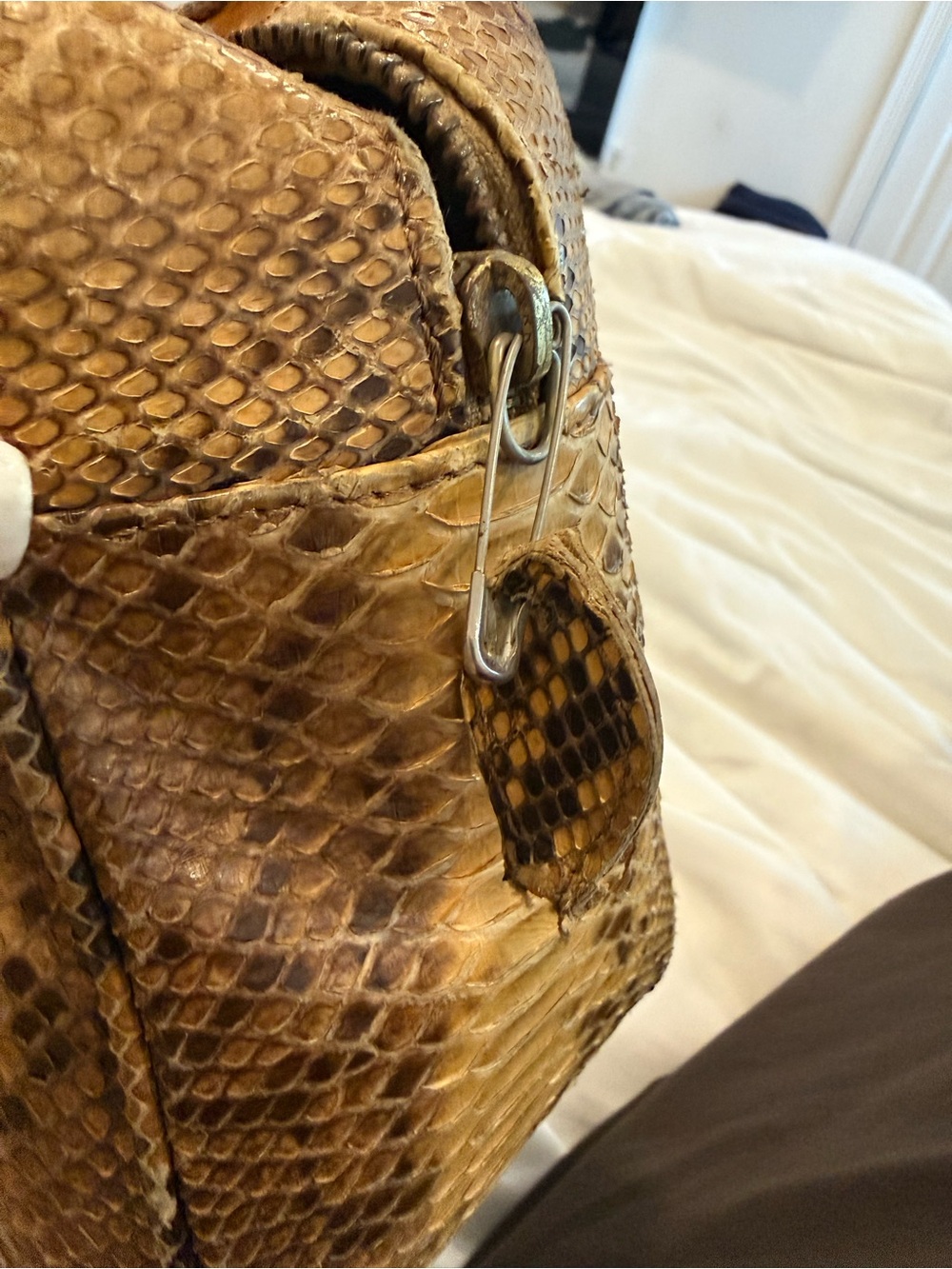 Vintage Colombetti Milano Snakeskin imprint Satchel – Italian Luxury Handbag - Picture 11 of 12